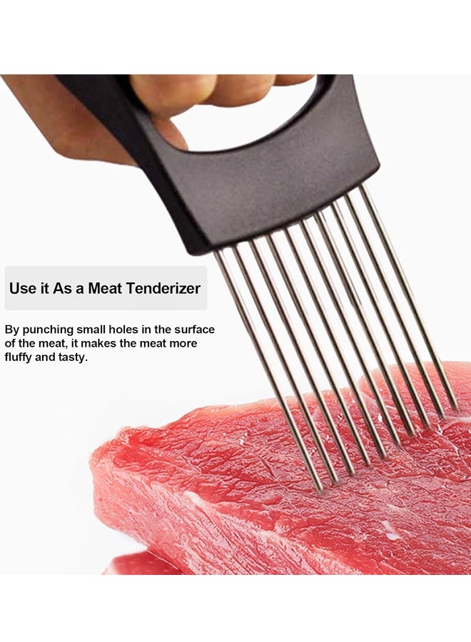 حامل بصل للتقطيع، قطاعة خضراوات للبطاطس والأفوكادو والبيض، أداة مساعدة لتقطيع الطعام للفواكه والليمون واللحوم - Image 3